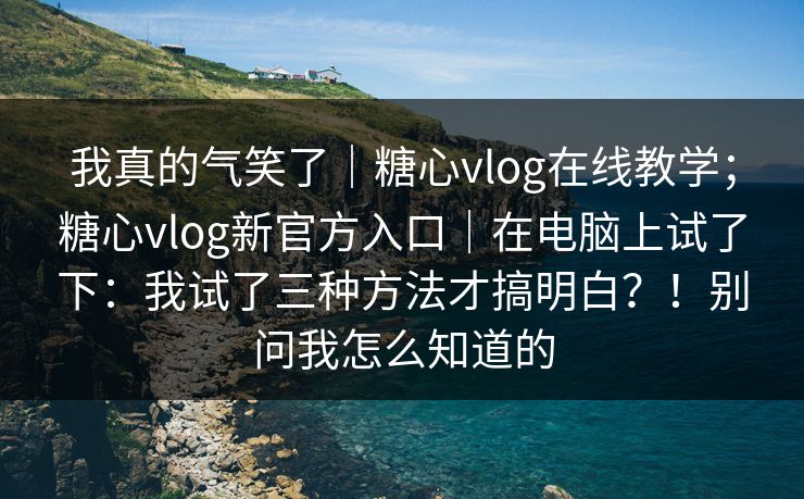 我真的气笑了｜糖心vlog在线教学；糖心vlog新官方入口｜在电脑上试了下：我试了三种方法才搞明白？！别问我怎么知道的  第1张