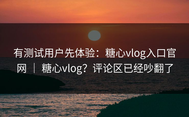 有测试用户先体验：糖心vlog入口官网 ｜ 糖心vlog？评论区已经吵翻了  第1张